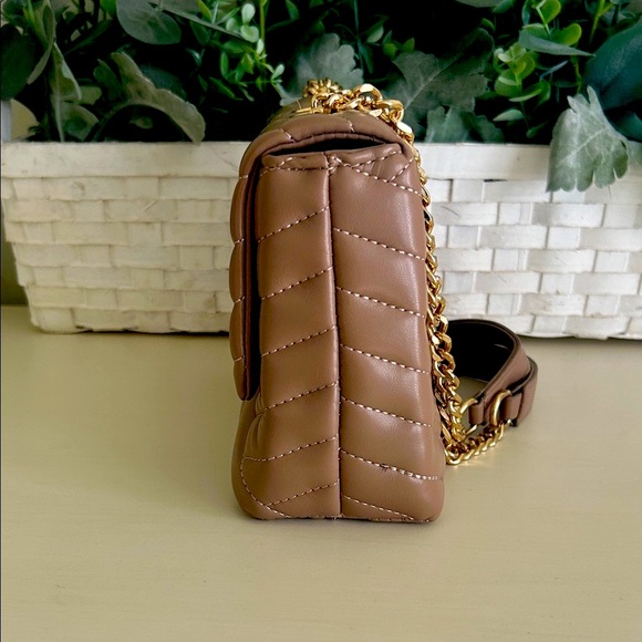 Copy Tory Burch Brown Quilted Chain Shoulder Bag - Picture 6 of 12